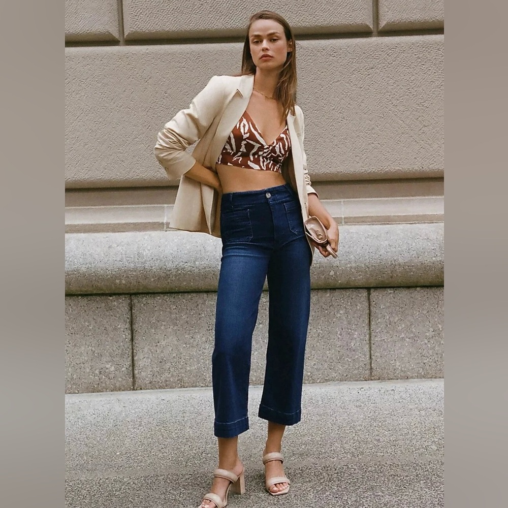 Anthropologie Pilcro The Skipper Cropped Wide-Leg Jeans Size 26 Denim